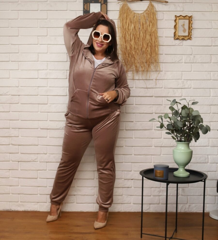 Dres welurowy KOMPLET CAPPUCCINO PLUS SIZE 4XL - obrazek 4