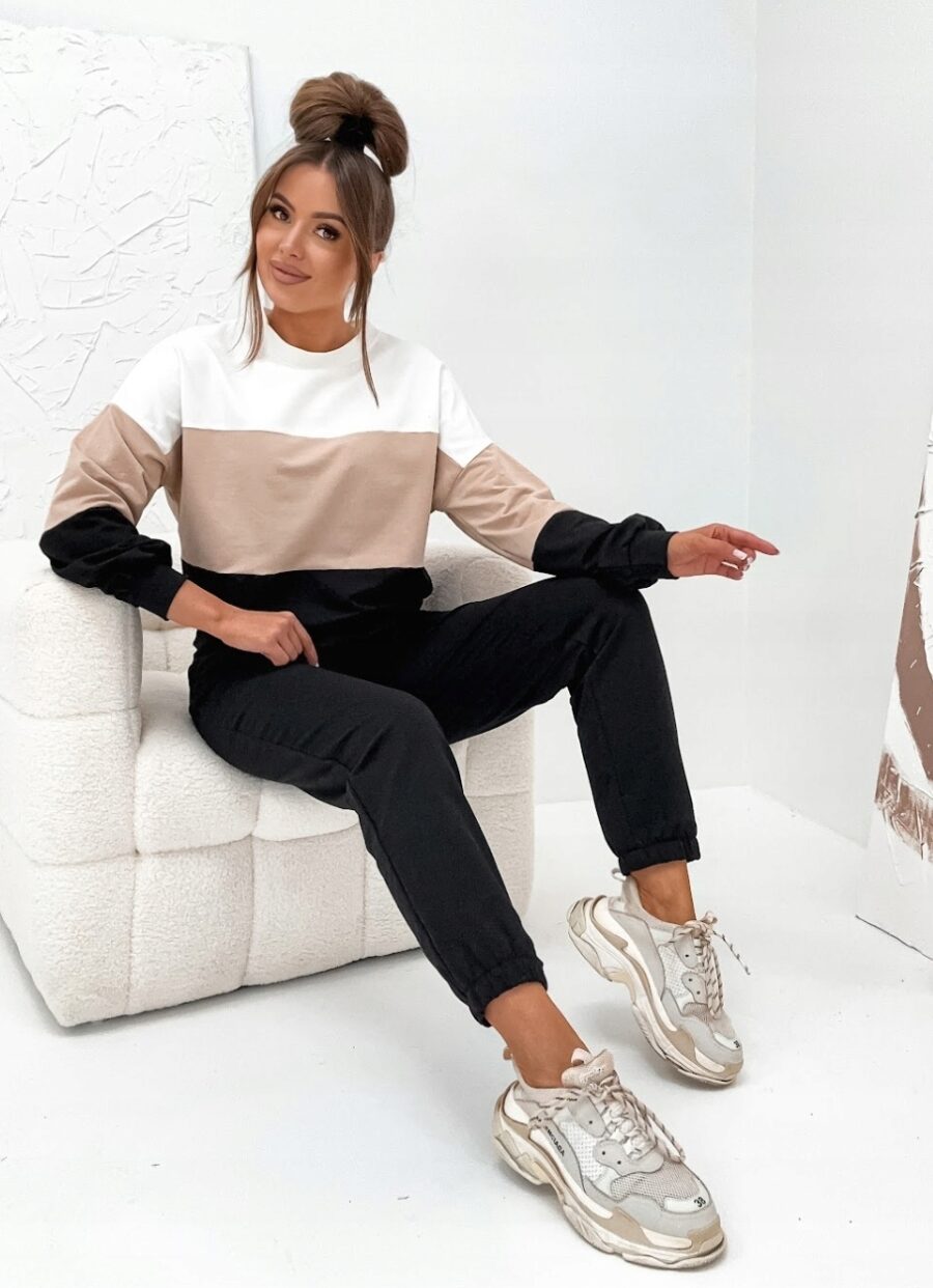 KOMPLET DRESOWY BAWEŁNIANY CIENKI LUŹNA BLUZA PREMIUM PL CZARNY L/XL - obrazek 3