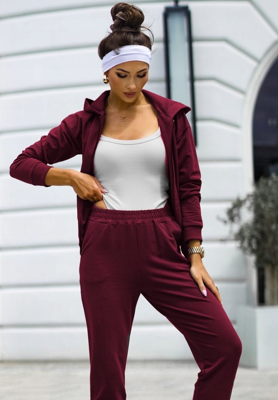 KOMPLET DRESOWY BAWEŁNIANY SPODNIE BLUZA Z KAPTUREM ROZPINANA POLSK DRES XL - obrazek 3