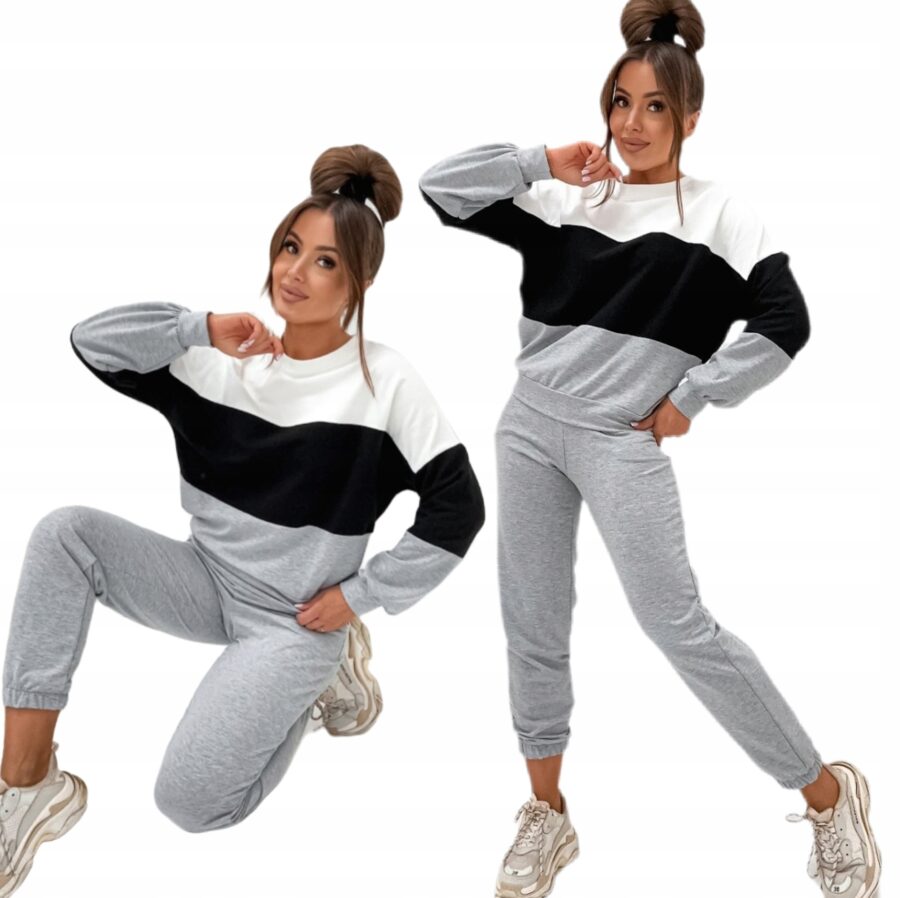 KOMPLET DRESOWY BAWEŁNIANY CIENKI LUŹNA BLUZA PREMIUM PL SZARY S/M