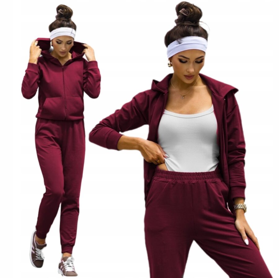 KOMPLET DRESOWY BAWEŁNIANY SPODNIE BLUZA Z KAPTUREM ROZPINANA POLSK DRES XL