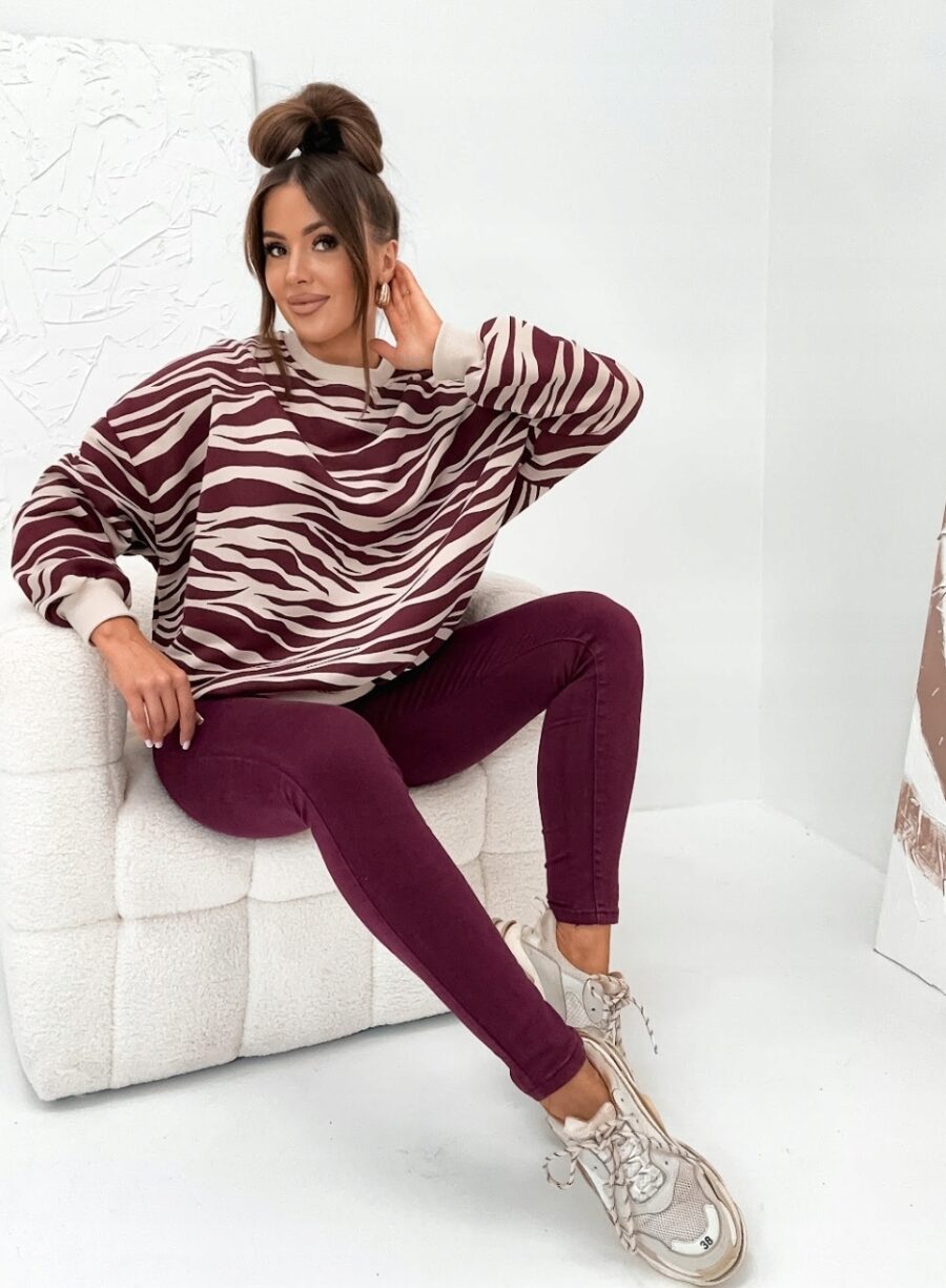 Bawełniana luźna bluza damska oversize ZEBRA rozm uniwersalny PL produkt - obrazek 6