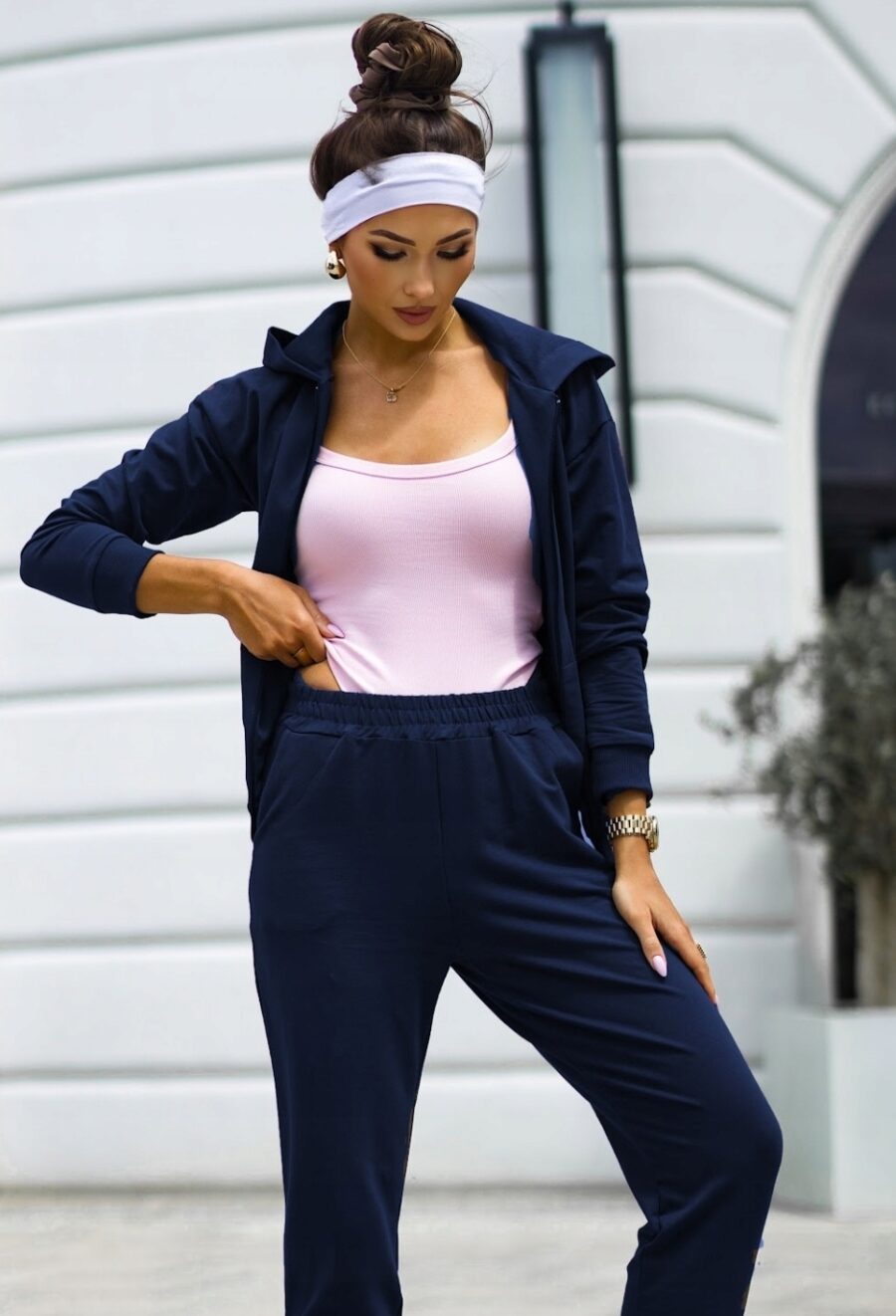 KOMPLET DRESOWY BAWEŁNIANY SPODNIE BLUZA Z KAPTUREM ROZPINANA POLSK DRES XL - obrazek 2