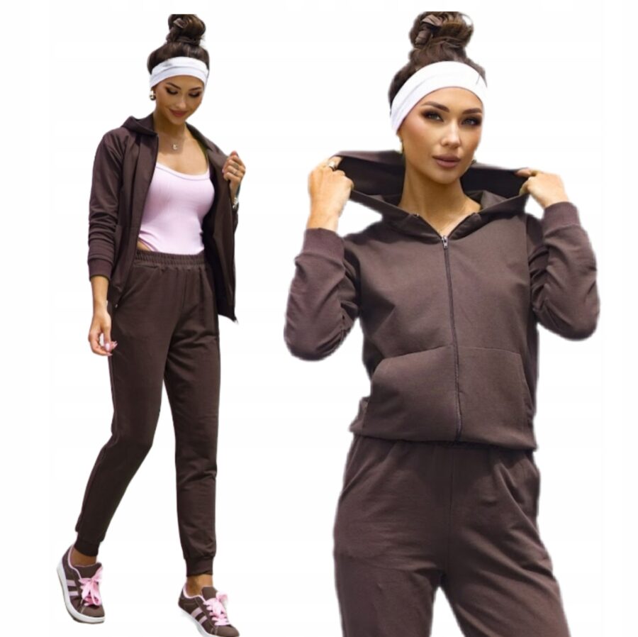 KOMPLET DRESOWY BAWEŁNIANY SPODNIE BLUZA Z KAPTUREM ROZPINAN POLSKI DRES XL