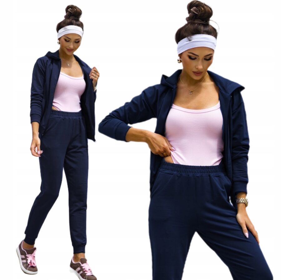 KOMPLET DRESOWY BAWEŁNIANY SPODNIE BLUZA Z KAPTUREM ROZPINANA POLSK DRES XL