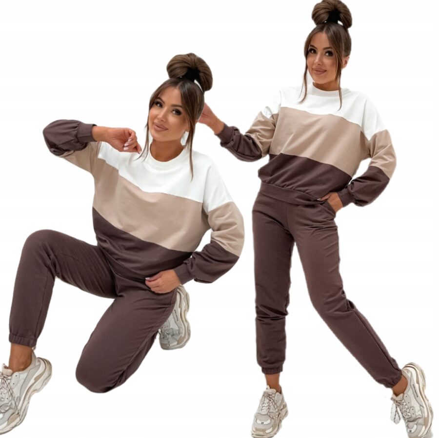 KOMPLET DRESOWY BAWEŁNIANY CIENKI LUŹNA BLUZA PREMIUM PL CZEKOLADA L/XL