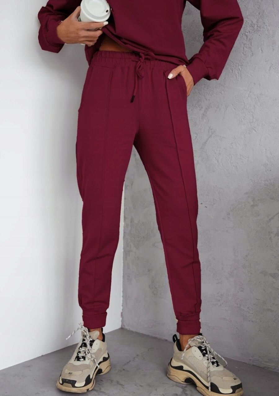 KOMPLET DRESOWY BAWEŁNIANY CIENKI BLUZA W SEREK PREMIUM PL BORDOWY XL - obrazek 3