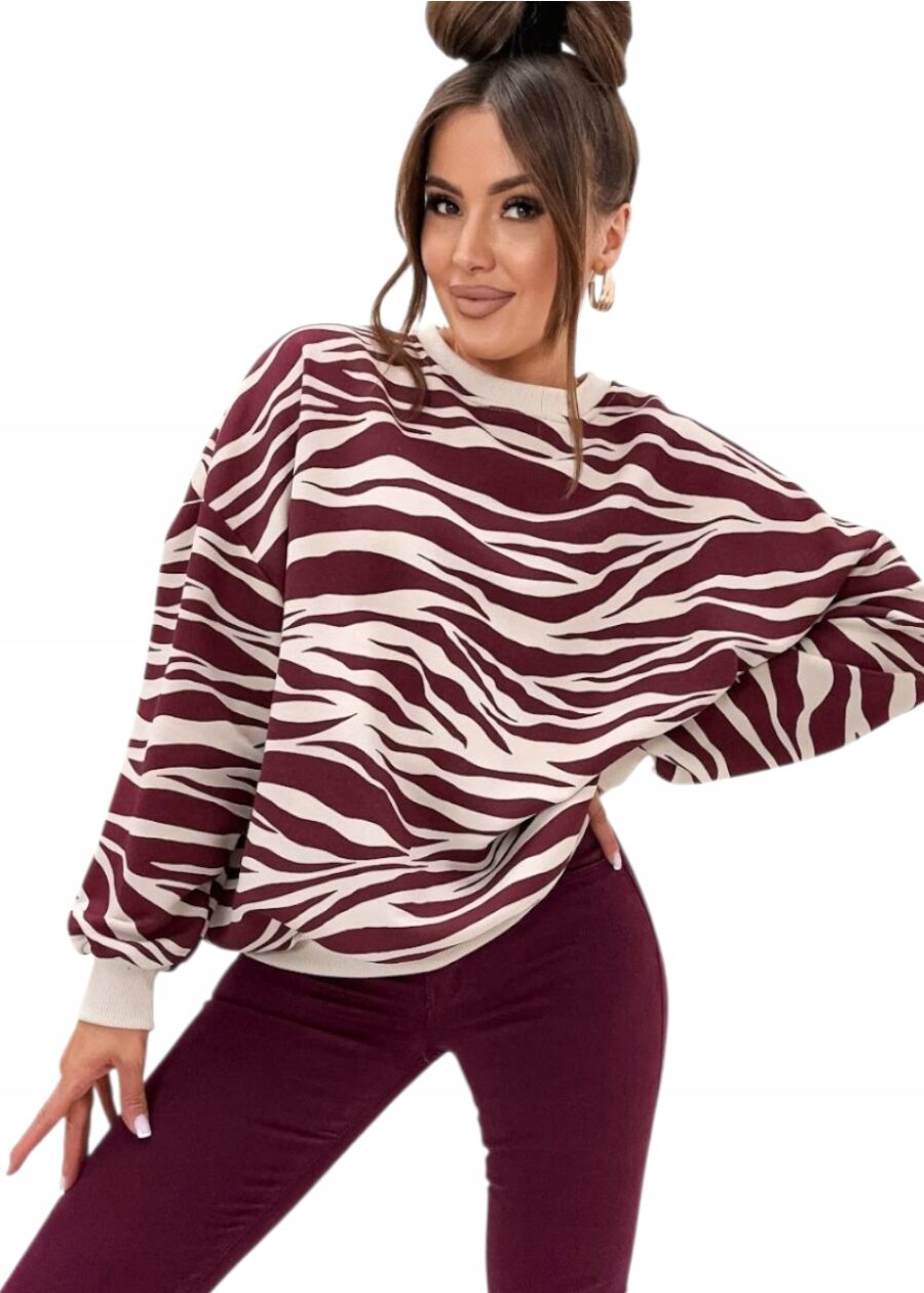 Bawełniana luźna bluza damska oversize ZEBRA rozm uniwersalny PL produkt