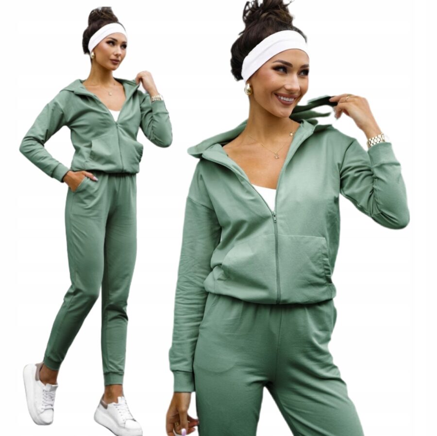 KOMPLET DRESOWY BAWEŁNIANY SPODNIE BLUZA Z KAPTUREM ROZPINAN POLSKI DRES XL