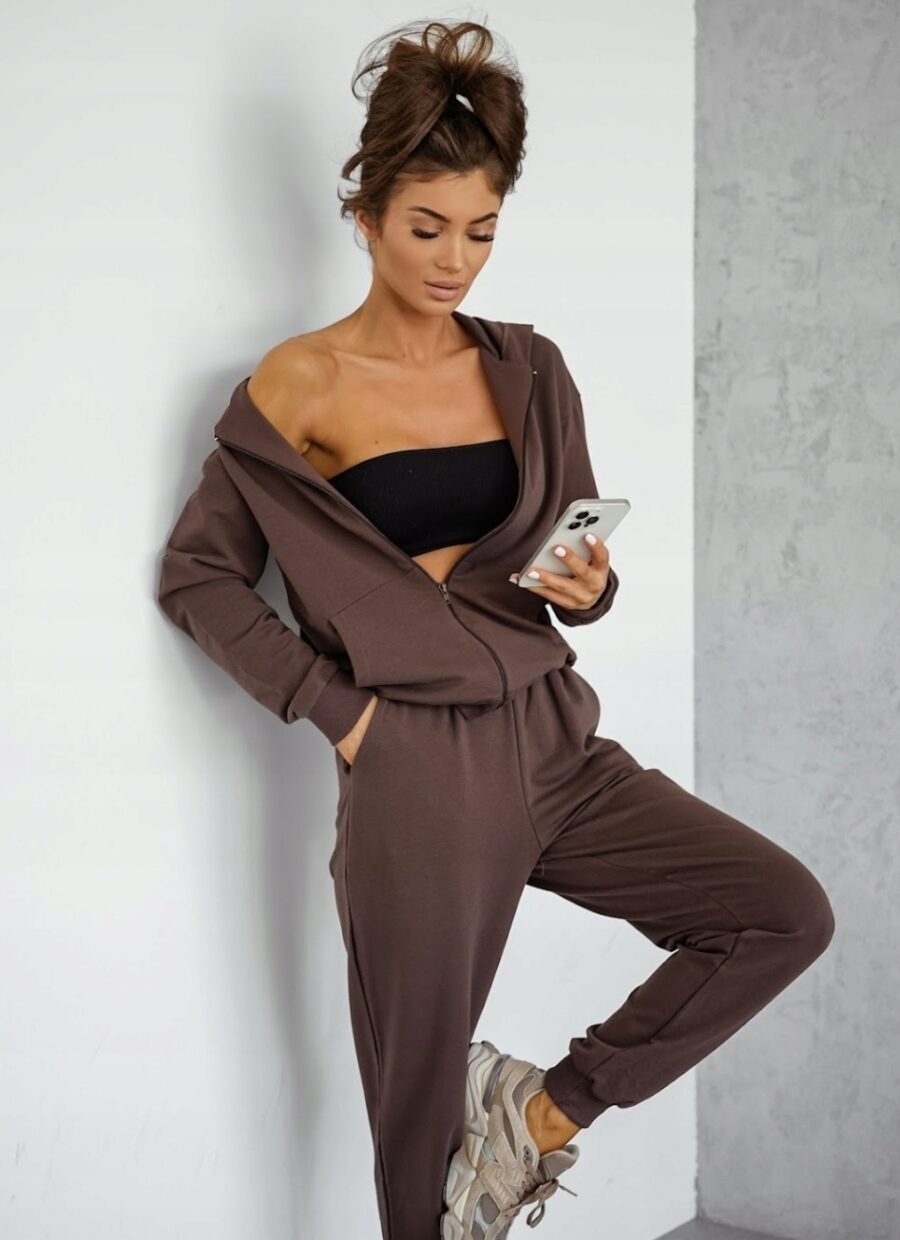 KOMPLET DRESOWY BAWEŁNIANY SPODNIE BLUZA Z KAPTUREM ROZPINAN POLSKI DRES XL - obrazek 4