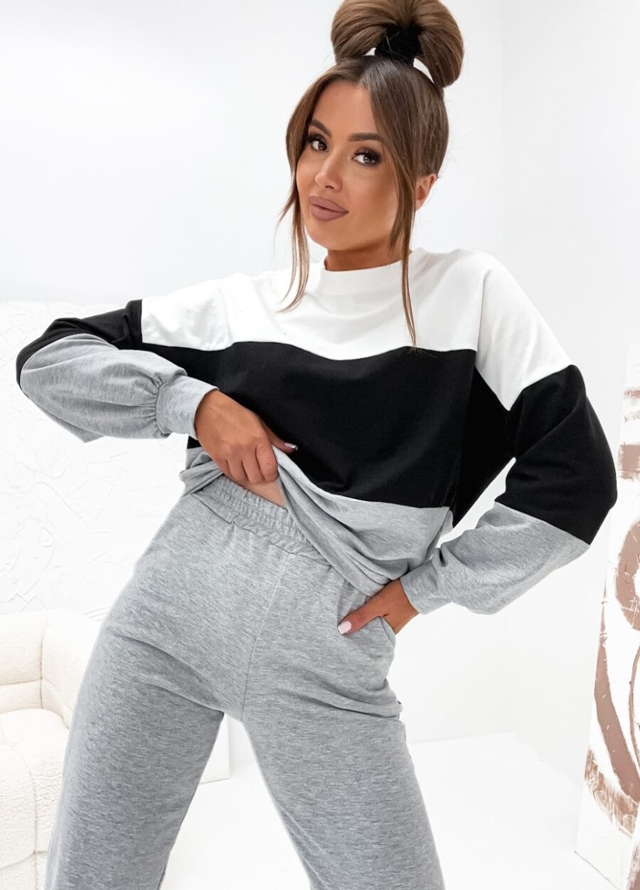 KOMPLET DRESOWY BAWEŁNIANY CIENKI LUŹNA BLUZA PREMIUM PL SZARY S/M - obrazek 4