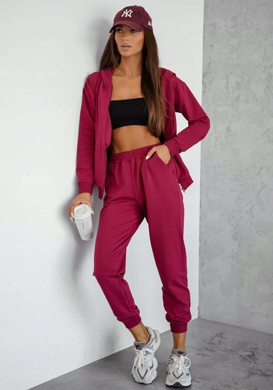 KOMPLET DRESOWY BAWEŁNIANY SPODNIE BLUZA Z KAPTUREM ROZPINANA POLSK DRES XL - obrazek 5