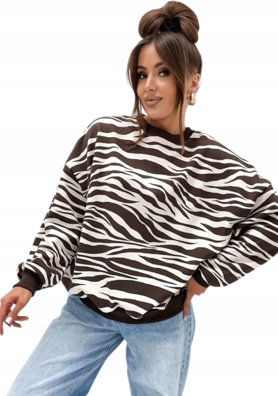 Bawełniana luźna bluza damska oversize ZEBRA rozm uniwersalny PL produkt