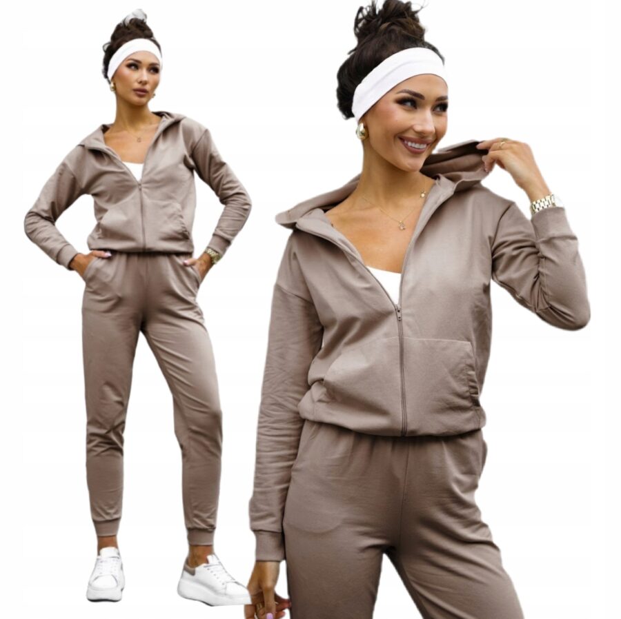 KOMPLET DRESOWY BAWEŁNIANY SPODNIE BLUZA Z KAPTUREM ROZPINANA POLSK DRES XL