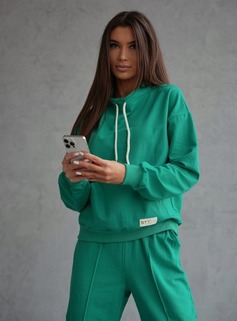 DRES DAMSKI BAWEŁNIANY PORZĄDNY KOMPLET DRESOWY BLUZA KANGURKA PL PREMIUM M - obrazek 5