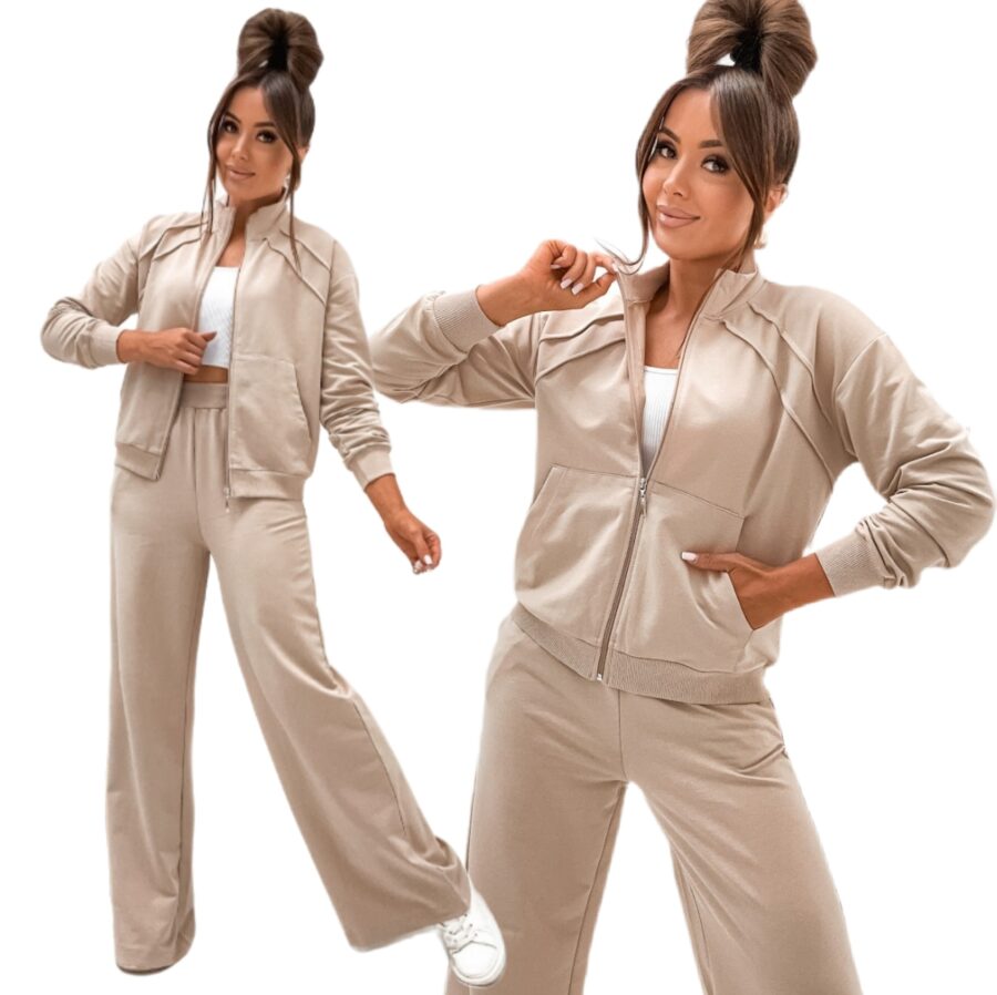 DRES DAMSKI KOMPLET DRESOWY BAWEŁNIANY SZEROKIE SPODNIE PRODUKT POLSKI L/XL