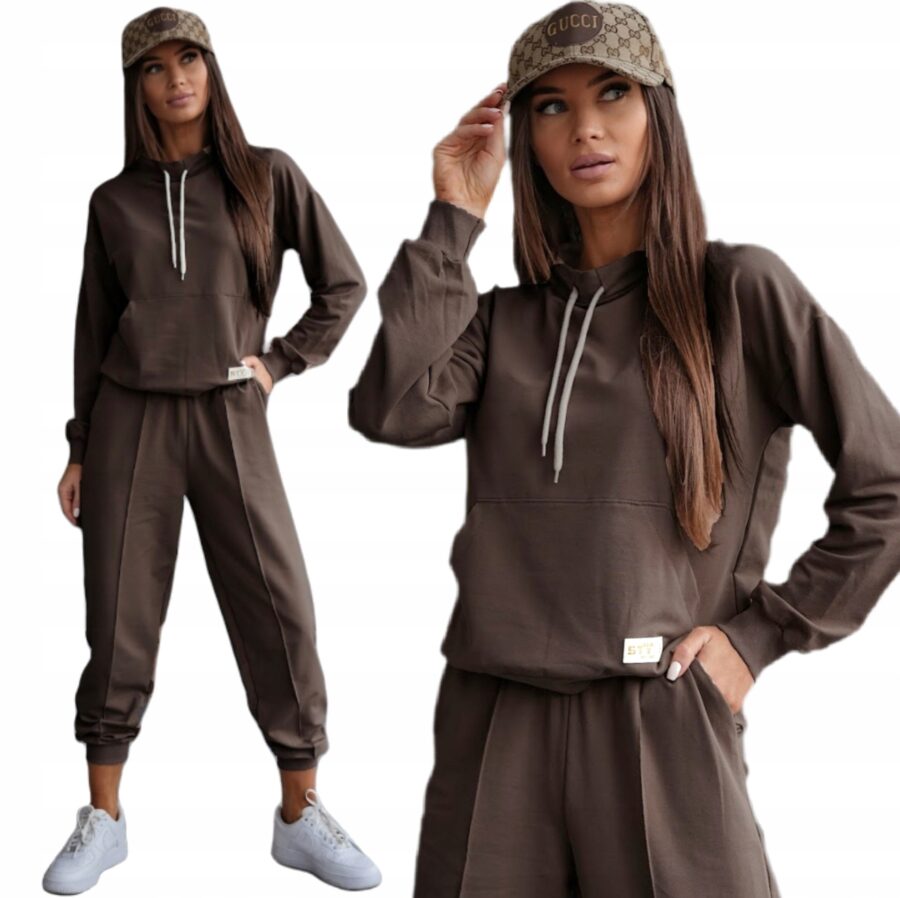 DRES DAMSKI BAWEŁNIANY PORZĄDNY KOMPLET DRESOWY BLUZA KANGURKA PL PREMIUM M