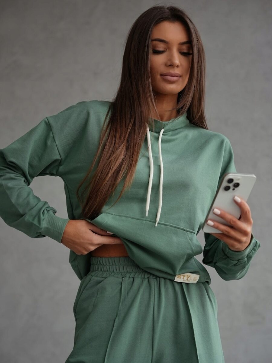 DRES DAMSKI BAWEŁNIANY PORZĄDNY KOMPLET DRESOWY BLUZA KANGURKA PL PREMIUM L - obrazek 2