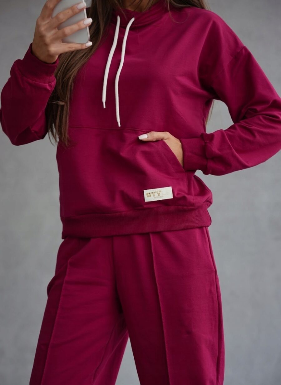 DRES DAMSKI BAWEŁNIANY PORZĄDNY KOMPLET DRESOWY BLUZA KANGURKA PREMIUM XL - obrazek 6